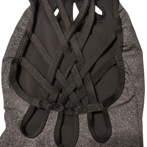 Gray & Black Cutout Bodysuit Leotard Bodysuit Five Dancewear Size Youth Large - Picture 2 of 3